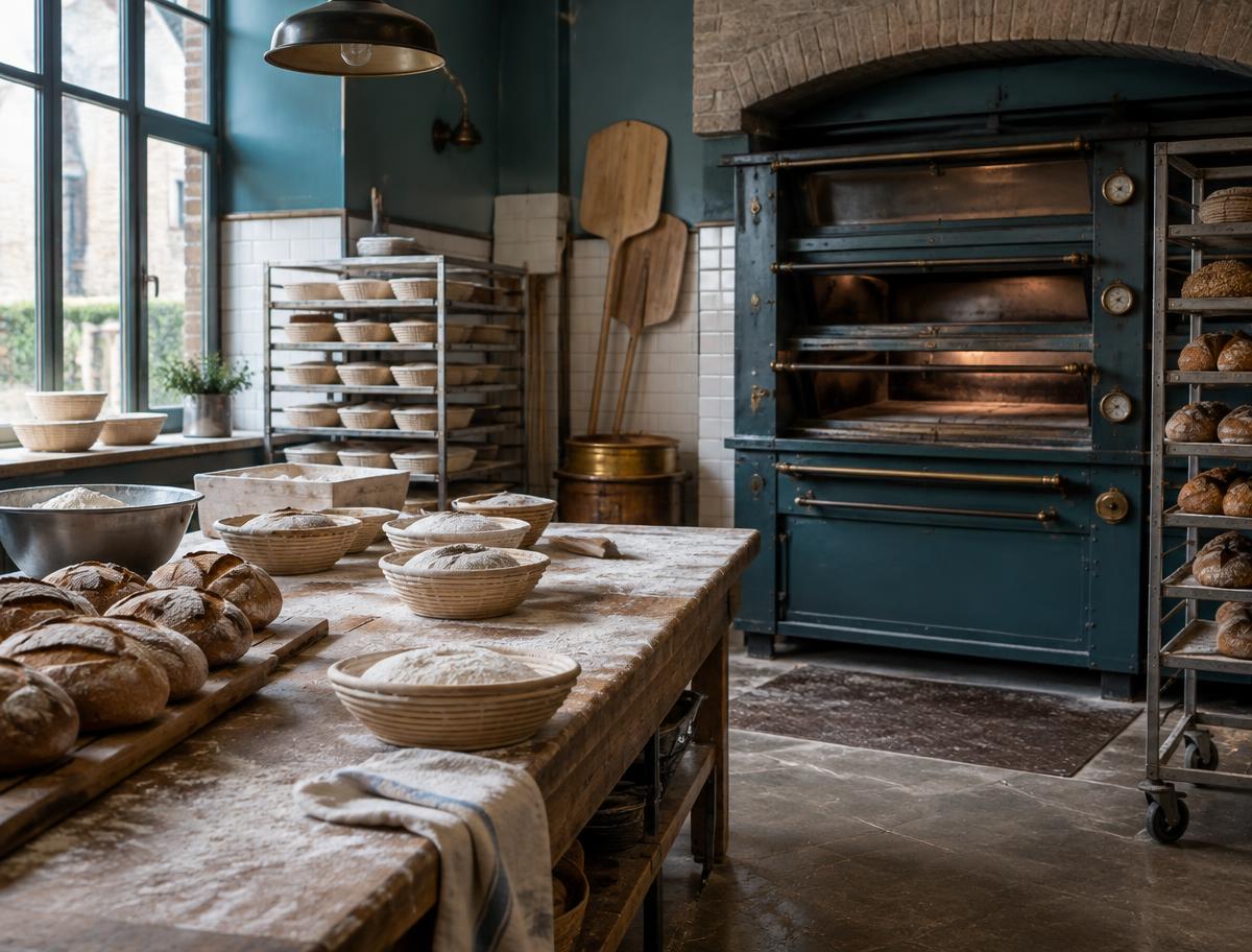 Ovens en werktafel in een familiale bakkerij
